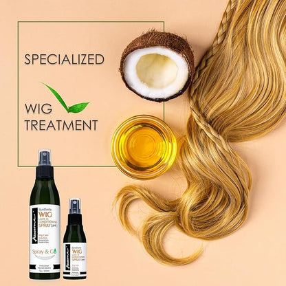 Awesome Synthetic Wig Shampoo & Leave in Conditioner Spray, pH6, Replenishes & Easy Combing, Contains Coconut Oil (Premium Set of 3)