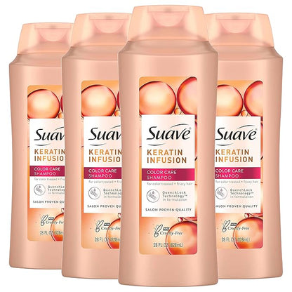Suave Professionals Color Care Shampoo Shampoo for Color Treated Hair Keratin Infusion Color Protecting Shampoo, 28 Ounce (Pack of 4)