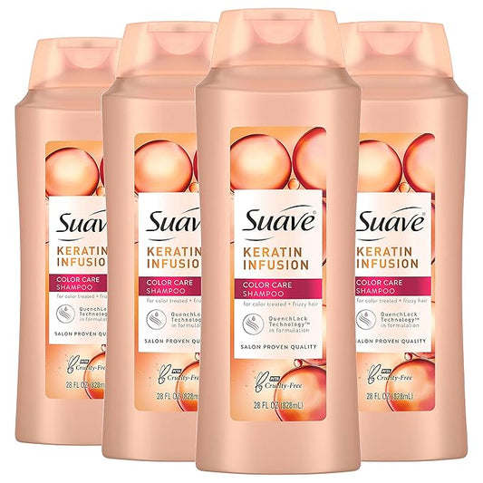 Suave Professionals Color Care Shampoo Shampoo for Color Treated Hair Keratin Infusion Color Protecting Shampoo, 28 Ounce (Pack of 4)