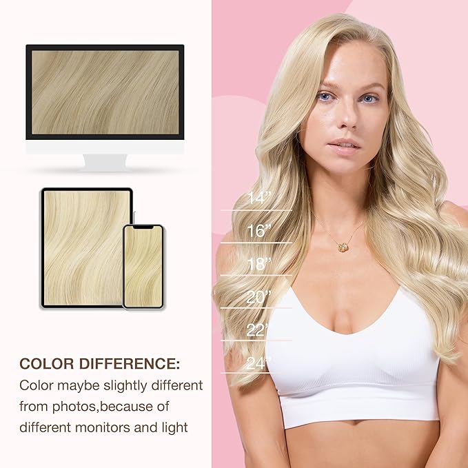 GOO GOO Sew in Hair Extensions Real Human Hair, Weft Hair Extensions Human Hair, 17A/60A Ash Blonde Highlighted Platinum Blonde 16inch 100g, Weft Bundles Straight Silky Remy Hair
