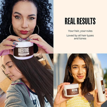 Overtone Color Depositing Semi-Permanent Hair Dye Conditioner - 8 oz For Natural & Color-Treated Hair, Moisturizing Shea Butter & Coconut Oil - Vegan & Cruelty-Free, Espresso Brown