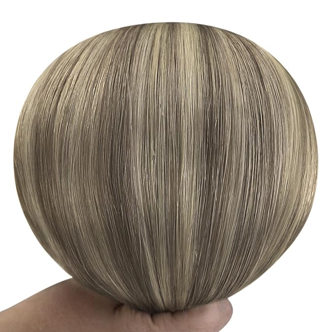 YoungSee Weft Hair Extensions Human Hair Brown Ombre Sew in Extensions Human Hair Dark Brown Ombre Light Brown with Blonde Weft Hair Extensions Real Human Hair 16Inch 100G