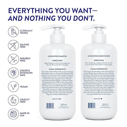Routine Wellness Anti-Thinning Shampoo and Conditioner Set for Thinning Hair - Biotin DHT Blocker Women & Men - Color Safe Shampoo for Hair Loss & Healthier Hair - Unscented (Pack of 2)