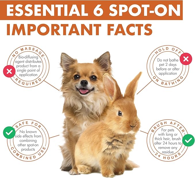 Dermoscent Essential 6 spot-on - Dog Skin Care for Dandruff & Allergy Relief with Vitamin E Oil - Anti Itch for Dogs - Dog & Small Mammals 0-10 kg - 4 Pipettes of 0.6 ml