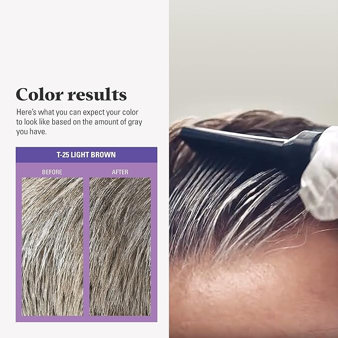 Just For Men Touch of Gray, Gray Hair Coloring Kit for Men with Comb Applicator for Easy Application, Great for a Salt and Pepper Look - Light Brown, T-25, Pack of 3 (Packaging May Vary)