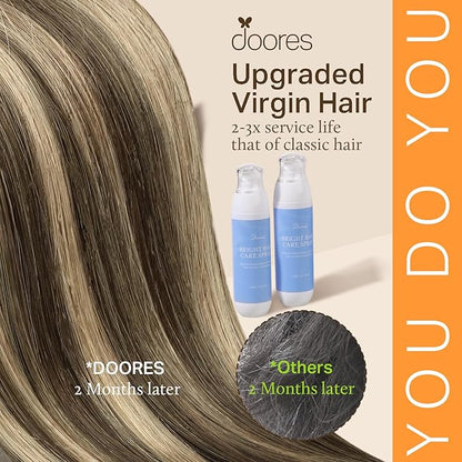 DOORES I Tip Hair Extensions, Balayage Chocolate Brown to Honey Blonde 24 Inch 50g/50s, Invisible I Tips Extensions Cold Fusion Hair Extensions Silky Straight Hair Extensions Itip Extensions
