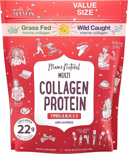 Multi Collagen Protein Powder Value Pack (100 Servings) - Unflavored & Hydrolyzed with 6 Types (1, 2, 3, 4, 5 & 10) - Pure Collagen Peptides for Women - Grass Fed Beef, Wild Fish & USA Eggshell