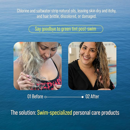 TRIHARD Chlorine Defense Swim Conditioner, Protect and Hydrate Hair from Pool and Ocean, Chlorine and Saltwater Pre and Post Swim Hair Protection, Hydrating Conditioner for Swimmers