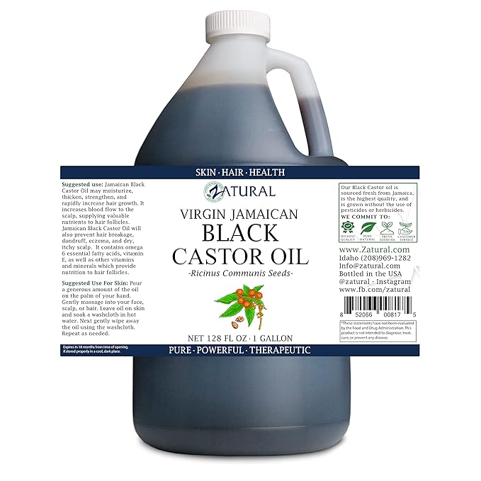 Zatural Black Castor Oil_100% Pure Tropic Jamaican Black Castor Oil (1 Gallon)