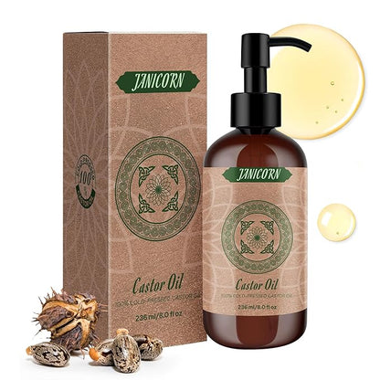 100% Pure Castor Oil – Cold-Pressed Carrier Oil for Skin, Hair, Scalp, Lashes, Brows & Nails – Rich, Thick Texture for Deep Moisture, 236ml (8 fl oz)