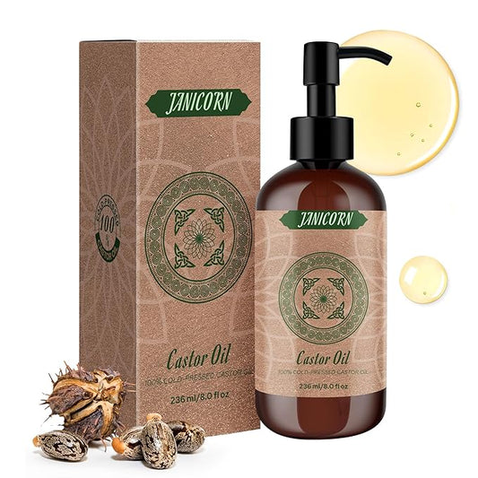 100% Pure Castor Oil – Cold-Pressed Carrier Oil for Skin, Hair, Scalp, Lashes, Brows & Nails – Rich, Thick Texture for Deep Moisture, 236ml (8 fl oz)
