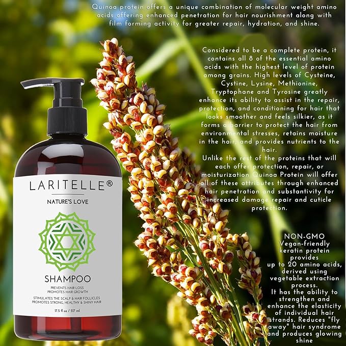 Nature’s Love Organic Shampoo – 17.5 oz – Anti-Thinning Hair Growth, Rich Botanical Hydrosols & Keratin • Color Safe • Made in California