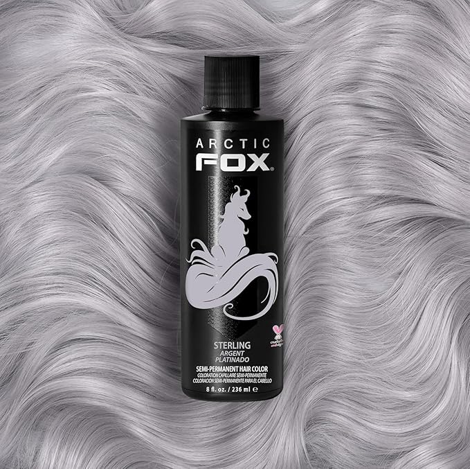 Arctic Fox Semi-Permanent Hair Dye, Vegan & Cruelty-Free, Pastel Silver Toner for Platinum Blonde, Conditioning Formula, Ammonia & Peroxide Free, STERLING, 8 Fl Oz (Pack of 2)