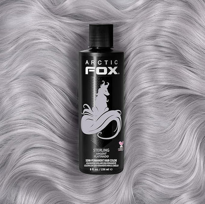 Arctic Fox Semi-Permanent Hair Dye, Vegan & Cruelty-Free, Pastel Silver Toner for Platinum Blonde, Conditioning Formula, Ammonia & Peroxide Free, STERLING, 8 Fl Oz (Pack of 2)