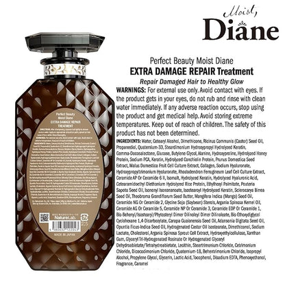 Moist Diane Keratin Hair Treatment for Damaged & Color Treated Hair Women & Men, Organic Hair Conditioner by Argan Oil & Mango Oil from Japan, Silicone & Sulfate Free 15.2 Fl Oz EXTRA DAMAGE REPAIR
