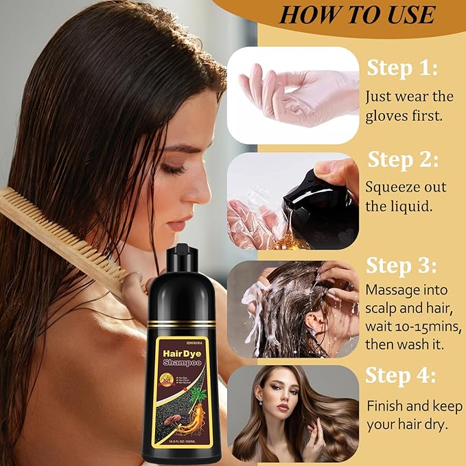 Instant Purple Hair Dye Shampoo for Gray Hair 3 in 1, Natural Hair Color Shampoo for Women Men, Easy to Use, Hair Paint Long Lasting Hair Dye 16.9 Fl Oz (Purple)