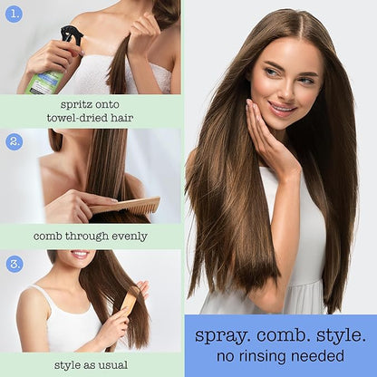 SAUCE BEAUTY Leave In Conditioner & Detangler Spray (8 Fl Oz) Tzatziki Leave In Conditioner for Curly, Oily & Damaged Hair, Fly Away Hair Tamer, Curl Enhancer, Detangling Spray with Coconut Oil