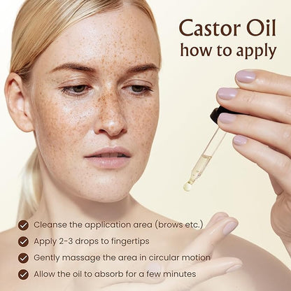 BodyJ4You Organic Castor Oil for Hair Growth: Natural Eyelashes Serum for Lashes and Eyebrows - Glass Bottle 1 Fl Oz