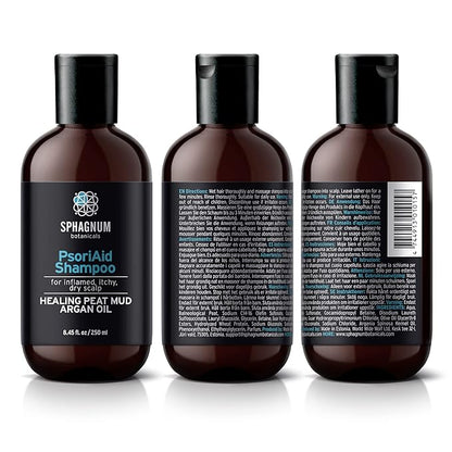 Natural Psoriasis Shampoo - Peat Mud & Tea Tree Oil Therapy for Itchy and Red Scalp Treatment. No Coal Tar. 8.45 Oz