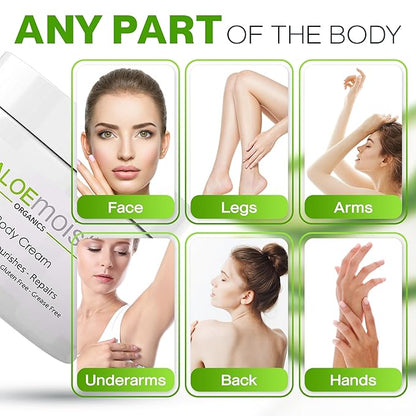 Organic Aloe Vera Lotion - Face & Body Moisturizing Cream with Natural Aloe Vera, Vitamin E Oil, Vitamin C, Retinol Cream, Shea Butter – Anti Aging Face Moisturizer for Women, Dry Skin (4 oz - 2pk)