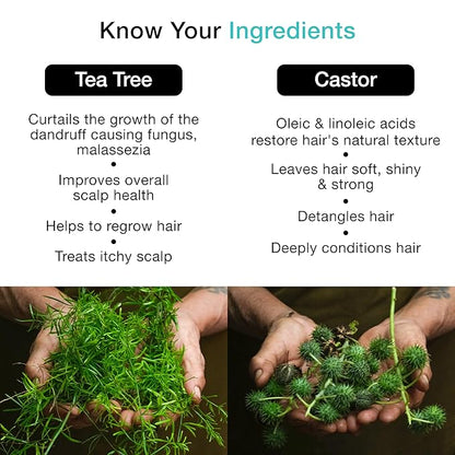 Soulflower Tea Tree Hair Oil for Dandruff & Hair Loss Control, Scalp Treatment - 100% Pure, Organic, Natural, Coldpressed, Vegan - 225 ml