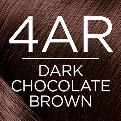 L'Oreal Paris Excellence Creme Permanent Hair Color, 4AR Dark Chocolate Brown, 100 percent Gray Coverage Hair Dye, Pack of 2