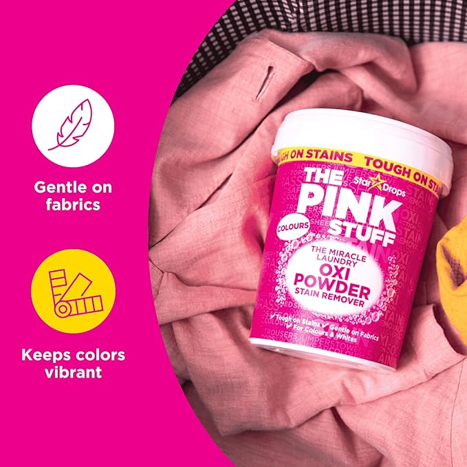 Stardrops The Pink Stuff Miracle Laundry Stain Remover Kit – Oxi Powder for Whites & Colors, Stain Remover Spray – Tough on Stains, Gentle on Fabrics (3-Pack)