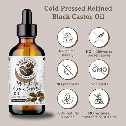 Bella Terra Oils Pure Black Castor Oil for Hair & Skin – 1gallon, Fortifying & Moisturizing, Shine, Hydrate