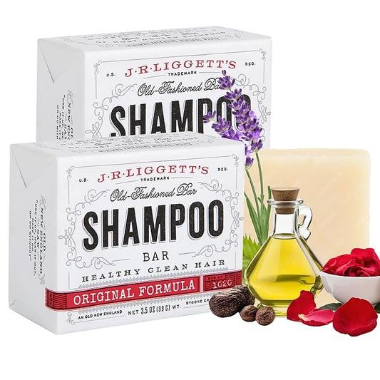 J·R·LIGGETT'S All-Natural Shampoo Bar for Hair, Original Formula, Supports Strong Healthy Hair, Nourish Follicles with Antioxidants and Vitamins, Detergent, Sulfate-Free - 2 Pack 3.5 oz Bars