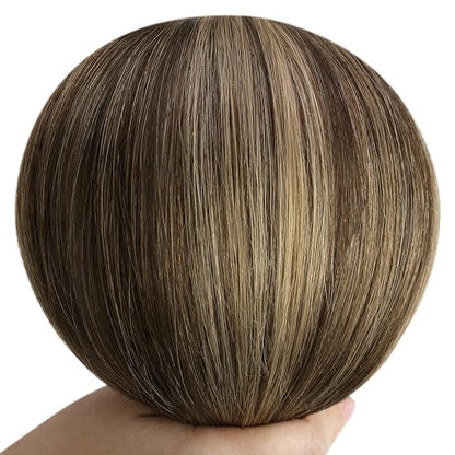 YoungSee Clip in Hair Extensions Real Human Hair Balayage Hair Extensions Clip ins Balayage Chocolate Brown Mix Caramel Blonde Balayage Clip on Hair Extensions Human Hair 120G 18Inch