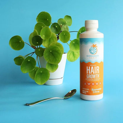 Hair Growth Liquid Rosemary Oil with Biotin & Omega 3 Curcumin, Hyaluronic Acid Tocopherol, Reduce Shedding Promote Hair Growth Improve Hair Density Scalp Hydration Citrus Flavor 15.2 fl oz Sunwarrior