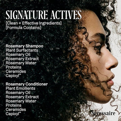 Nécessaire Rosemary Hair Duo | Multi-Protien Strengthening Shampoo + Conditioner For Thinning Hair. For Women + Men. Good For All Hair Types/Textures. Free Of Sulfates. Color-Safe. 250 ml / 8.4 oz