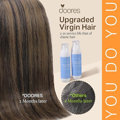 DOORES Clip in Hair Extensions - Real Human Hair, Balayage Natural Black to Chestnut Brown, 20 Inch, 150g, 9pcs, Remy Straight Natural Extensions