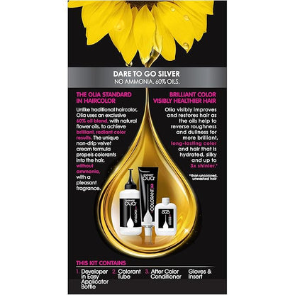Garnier Bold Collection, Ammonia Free Hair Dye, Permanent Olia Color with Non-Drip Velvet Cream Formula, 10.11 Lightest Silver Blonde