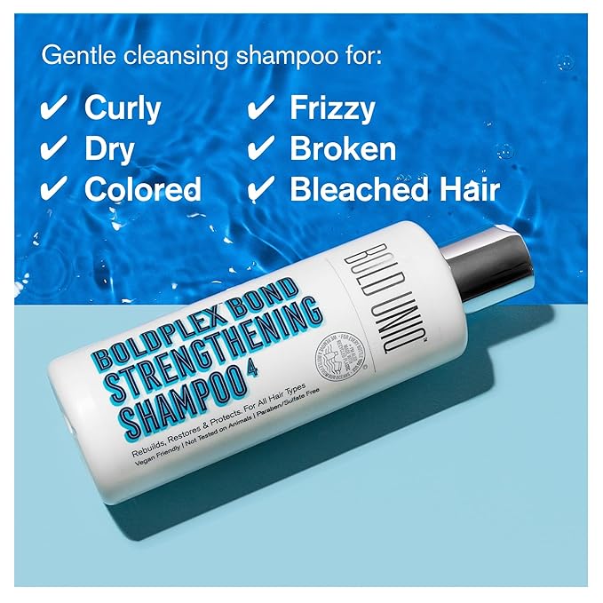 BOLD UNIQ BoldPlex 4 Bond Strengthening Protein Shampoo for Dry Damaged hair - Hydrating Formula for Curly, Dry, Colored, Frizzy, Broken or Bleached Hair Types. Cruelty-free & Vegan