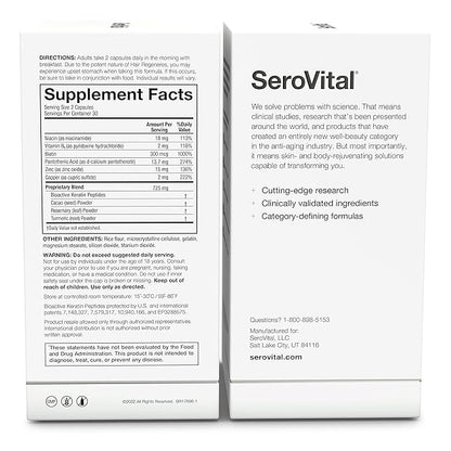 SeroVital Hair Regeneres - Formulated For Women Seeking Enhanced Hair Growth - Supports Noticeable Decrease in Age-Related Hair Loss and Shedding - (60 Count)