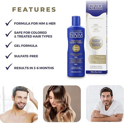 NISIM NewHair BioFactors Hair and Scalp Gel with AnaGain - Specially Formulated for Normal to Dry Hair to Maximize Natural Growth Cycle (8 Ounce / 240 Milliliter)