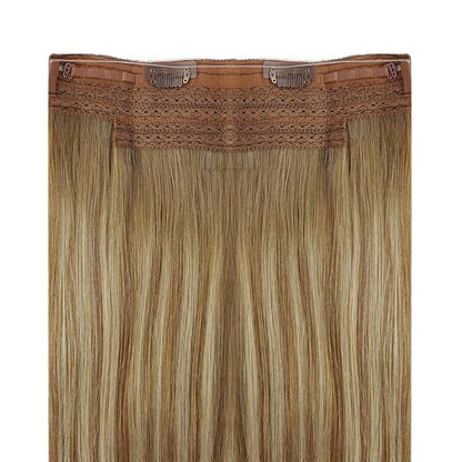YoungSee Wire Hair Extensions Real Human Hair Balayage Wire Hair Extensions Light Brown with Platinum Blonde and Brown #8/60/8 Layered Hair Extensions Human Hair Fish Line Hair Extensions 16Inch 80G