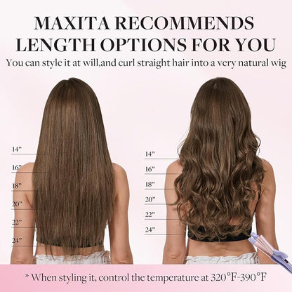 MAXITA Tape in Hair Extensions Human Hair 24 inch 50g 20pcs Light Chestnut Brown Real Human Hair Extensions 100% Remy Seamless Straight Hair Extensions for Women