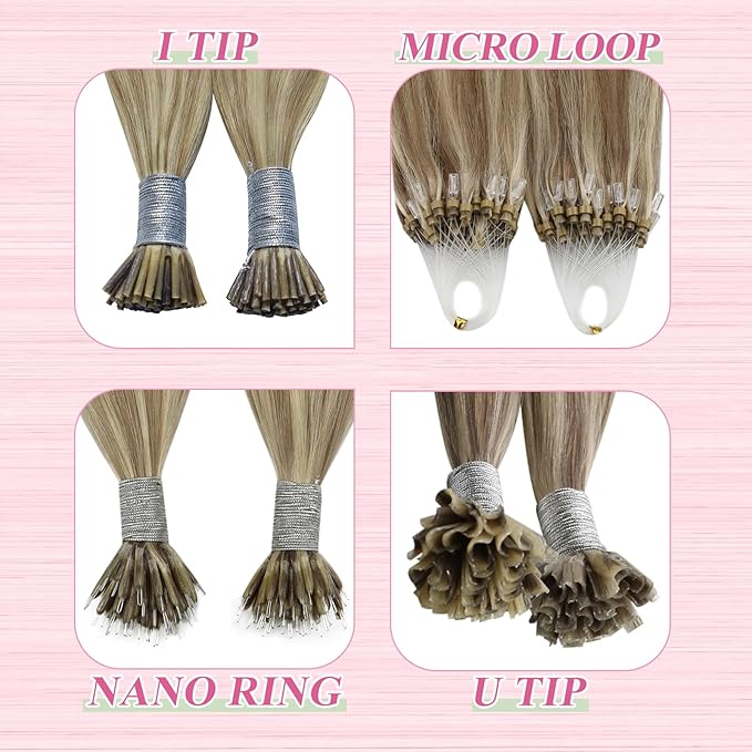 YoungSee U Tip Hair Extensions Human Hair Light Brown Pre Bonded U Tip Real Hair Extensions Light Brown Highlights Blonde Utip Natural Human Hair Highlight 24In Hot Fusion Hair Extensions 50s/50g
