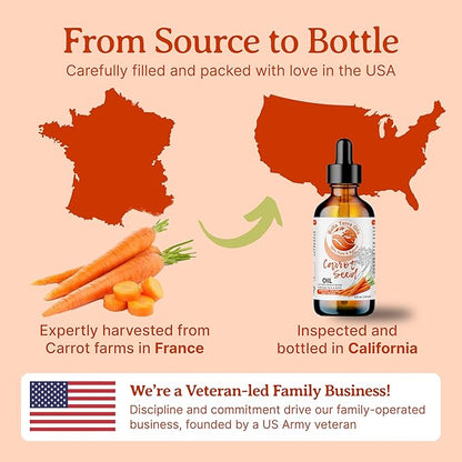Bella Terra Oils - Organic Carrot Seed Oil 8 oz - Unveiling Organic Carrot's Enzymes & Nutritional Benefits, A Cold-Pressed Delight for a Natural Skin Glow