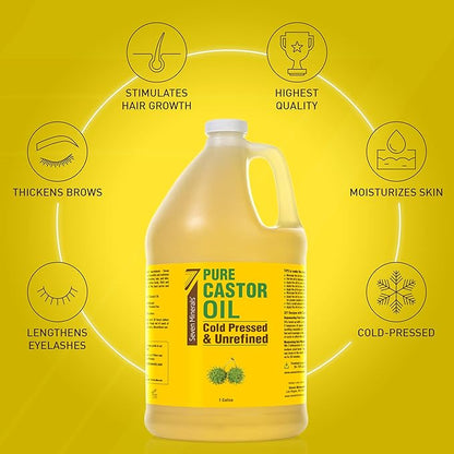 Unrefined Hexane-Free Castor Oil, 128 fl oz - For Hair Growth, Thicker Lashes & Brows, Dry Skin, Joint Pain