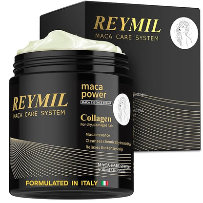 REYMIL-Collagen hair mask - hair treatment for dry damaged hair - Collagen Hair Treatment Deep Repair Conditioning Argan Oil Shine and Softness for Healthy Hair -16.9onz mascarilla para el cabello