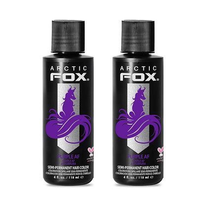 Arctic Fox Semi-Permanent Hair Dye, Vegan & Cruelty-Free, Conditioning, Ammonia-Free, Long Lasting, Purple AF, For All Hair Types, 4 Fl Oz (Pack of 2)