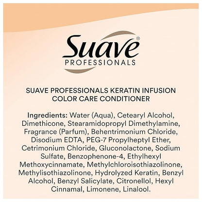 Suave Professionals Color Care Conditioner for Color-Treated and Frizzy Hair Keratin Infusion Hair Conditioner with 48-hour Frizz Control 28 oz, Pack of 4