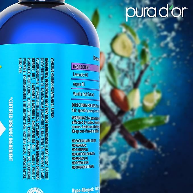 PURA D'OR 16 Oz Renewal Argan Oil Conditioner – Sulfate-Free, Hydrating, Frizz Control, Color-Safe, with Organic Aloe Vera & Argan Oil, Nourishing & Strengthening for Dry, Damaged Hair