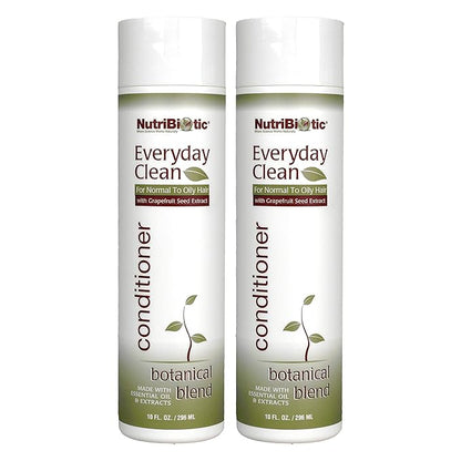 NutriBiotic Everyday Clean Conditioner, Botanical Blend, 10 Fl Oz Twin Pack | GSE & Botanicals for Normal to Oily Hair