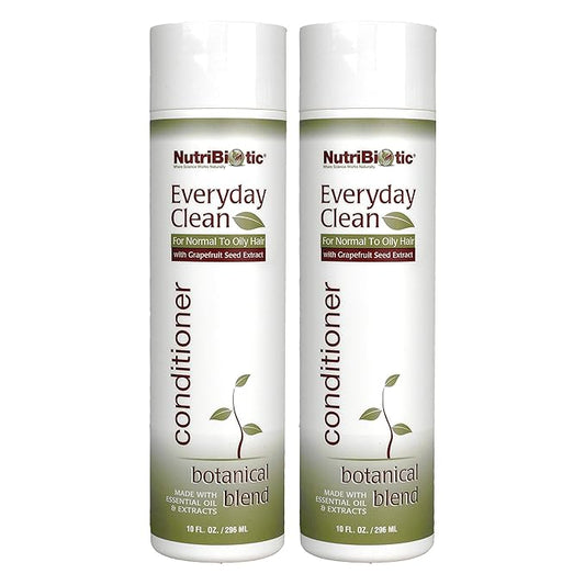 NutriBiotic Everyday Clean Conditioner, Botanical Blend, 10 Fl Oz Twin Pack | GSE & Botanicals for Normal to Oily Hair