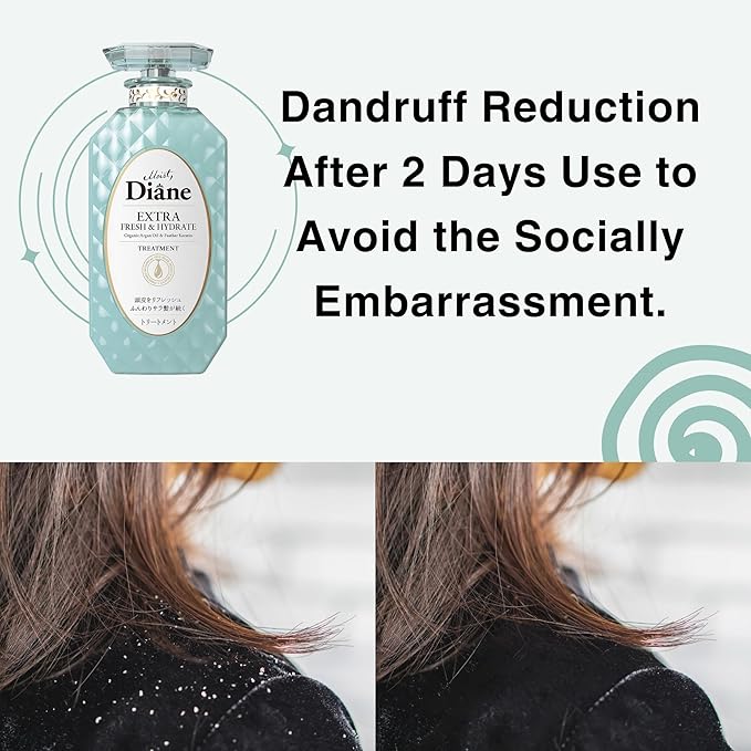 Moist Diane Anti Dandruff Conditioner for Oily Hair Women & Men, Itchy Scalp Treatment by Argan Oil, Tea Tree, Mint, Rosemary & Ginger, Keratin Hair Treatment from Japan, FREASH & HYDRATE 15.2 Fl Oz