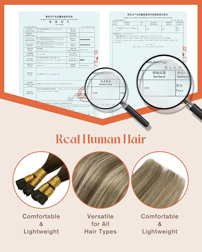 Sunny Hair Itip Human Hair Extensions Dark Brown Balayage Light Brown with Light Blonde I Tip Extensions 16inch I Tip Extensions Human Hair Invisible 50g